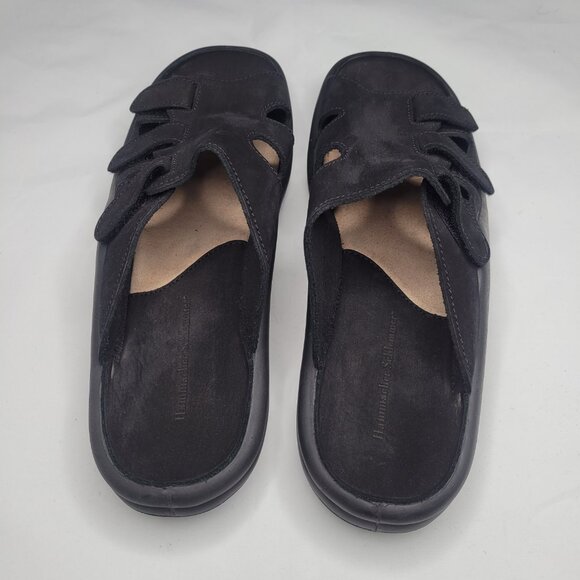 HAMMACHER SCHLEMMER Black Leather The Gentlemen's Walk ON Air Sandal Size 44 - Picture 3 of 8